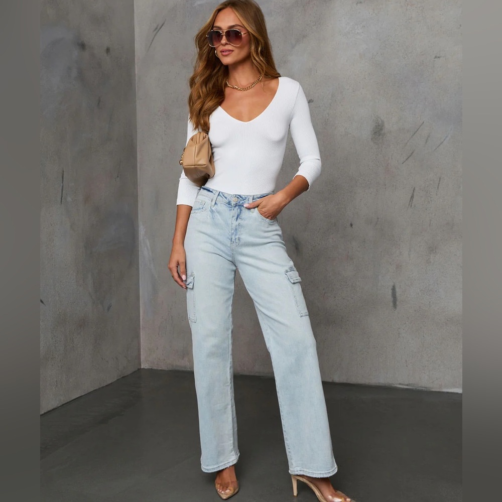 VICI Dolls Derossi 90S High Rise Cargo Jeans NWT 27 29 - Picture 2 of 8